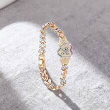 سوار فاخر بتصميم فريد من الألوان الزاهية والنغمات الذهبية بتفاصيل من الراين على شكل قلب وصليب، مناسب للارتداء اليومي، هدية للصديقة، إكسسوار أنيق للإطلالة