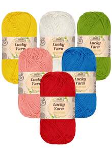 6 件/套 精致柔软舒适毛线，每件 50 克，4 股，多用途，可用于钩编/编织钱包、衣服、地毯，适合 DIY 情人节礼物、制作钱包、手提包等。