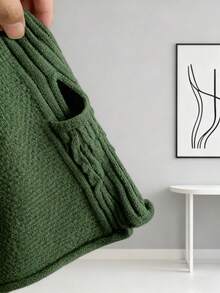 Women's Knit Sweater & Wide-Leg Pants Set - Multiple Colors, Ultra-Soft Warm Fabric,  Casual Two-Piece Outfit For Fall/Winter Coziness! - màu xanh lá - Xem 4