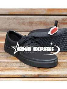 Authentic Men's Casual Basic Skater Sneakers In Various Colors, Unisex, Non-Slip, Sizes 34 To 43, 24-Hour Shipping - Black - View 1