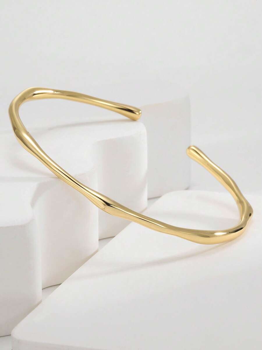 Charm-In 1pc 18K Gold Plated Minimalist Style Bracelet, Plating Thickness 0.03-0.05μm - Gold - View 1