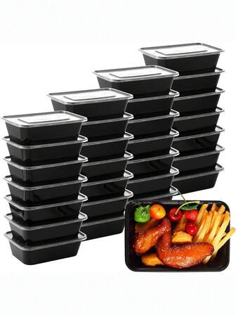 5/10/20pcs Disposable Food Containers Set With Lids, 25oz (Approx. 740ml) Food Storage Containers, Suitable For Fruit, Salad, Lunch Box, Picnic, Reusable, , Stackable, Refrigerator