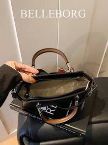 BELLEBORG 荔枝纹理优雅拉链装饰女士手提包带吊坠 - 黑色 - 查看 10