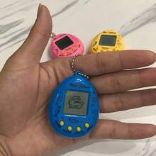 Retro Mini Handheld Game Console With Virtual Pet Keychain - Battery Powered, Creative Gameplay, Pink/Blue/Yellow, Xcnm For Winter - Blue - View 12