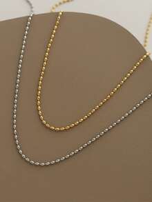 1条不锈钢防水不褪色极简主义串珠项链，适合女性日常佩戴 - 珠鍊 - 查看 1