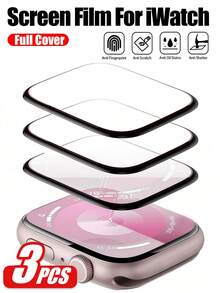 3片装屏幕保护膜，兼容 49mm Ultra 2/1，防刮花，柔软TPU高清透明无气泡屏幕膜，触控灵敏，全覆盖保护，超薄高透高清软膜，兼容配件，兼容 45mm/49mm/46mm/42mm/41mm/44mm/40mm/38mm/S10/S9/S8/S7/S6/S5/S4/S3/S2/S1/SE/Ultra 1/2系列，防水、防震、防刮花、防指纹，日常、办公、居家使用必备屏幕保护膜