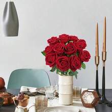 10 PIEZAS de Rosas Artificiales, Rosas Rojas Oscuras Flores Artificiales Rosas Falsas para Decoración DIY Ramos de Boda Centros de Mesa Decoraciones, Decoraciones para Despedida de Soltera, Día de San Valentín, Decoraciones para Baby Shower, Decoraciones para el Hogar, Sala de Estar, Comedor, Pared, Jardín, Corona, Decoraciones para Dormitorio - rosas - Ver 7