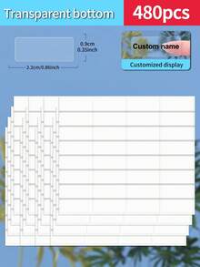 Customized 30/60/120/240/360/480pcs Transparent Waterproof Name Labels - White/Clear/Holographic/Rainbow Customized Stickers, Various Sizes Of Labels, Customizable Text,Office Decor