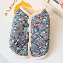 新款秋冬宠物服装，带牵引环，加厚保暖，适合小型犬、猫咪、泰迪犬、贵宾犬等，秋冬花卉图案背心 - 彩色 - 查看 17