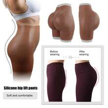 畅销棕色硅胶提臀开裆内裤，性感逼真加厚臀部硅胶假臀塑身衣，打造曲线美臀 - 銅色 - 查看 3