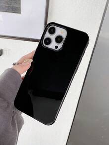 Simple Solid Color Soft Silicone Phone Case, Matte Black Color, Shock-Proof And Drop-Resistant, Compatible With IPhone 11/13/16/16 Pro Max/17/17 Pro Max And Galaxy Series, Suitable For Personal Use Or As A Gift - Black - View 4