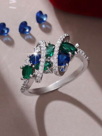 خاتم فاخر من الياقوت الاصطناعي عالي الجودة واللامع، مناسب للنساء والفتيات، رائع للمناسبات والاستخدام اليومي والمجوهرات الراقية