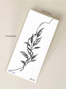 STARTTOOS 1 Pack Minimalist Black Thin Line Tree Branch & Leaf Pattern Temporary Tattoo Stickers, Waterproof & Realistic, Suitable For Wrist, Shoulder, Neck, Collarbone, Ankle And Other Areas - Black - View 8