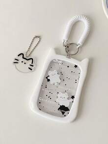 1 件 返校透明亚克力身份证卡夹硅胶防摔照片卡夹猫咪透明亚克力身份证卡夹钥匙扣