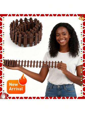 Mini Ahşap Çit Seti, Kahve ve Beyaz - Dayanıklı, Pürüzsüz Kenarlı Dekor, Peri Bahçeleri ve Minyatür Peyzajlar İçin Uygun, 10,01 cm X 3,0 cm Metal Tel Detayları, Dış Mekan Çit Dekoru, Noel Dekorasyonu Hediyesi