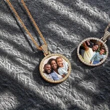 1 Men's Hip-Hop Style Photo Chain Necklace - Customizable Circular Pendant With Personalized Image, Suitable For Daily Wear And Party Jewelry, Providing Him With A Unique Birthday/Holiday Gift, Birthday Gift - Multicolor - View 8