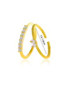 ELSEDES 1对时尚简约S925银心形戒指，镶嵌多颗闪亮宝石，精致奢华，适合日常佩戴和约会之夜，是送给女朋友的完美礼物