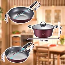 Juego sartenes y olla antiadherente 3 piezas vino, batería cocina hogar, menaje resistente fácil limpiar, utensilios culinarios premium - Tipo de Enchufe A USA (110-127V) - Ver 2