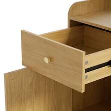 Estante compacto, moderno y multifuncional para la entrada, con espejo y ganchos ajustables. Ideal para recibidor, sala de estar o dormitorio. Color marrón/blanco. - Marrón - Ver 9