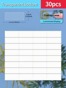 Customized 30/60/120/240/360/480pcs Transparent Waterproof Name Labels - White/Clear/Holographic/Rainbow Customized Stickers, Various Sizes Of Labels, Customizable Text,Office Decor