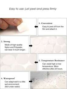 216pcs/108pairs,432pcs/216pairs Strong Sticky Round Nylon Dots,0.59"/0.78" Diameter Dot Sticker Self Adhesive Fastener Tape,Double-Sided Hook & Loop Dots With Waterproof Sticky Glue Tapes,Very Suitable For Classroom, Office, Home - Multicolor - View 3