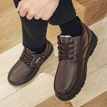 Men's Winter Boots, Thermal Lining, Warm And Comfortable, Sole, Round Toe Design, Suitable For Outdoor Camping And Casual Wear - Winter Shoes, Cold Weather Gear, Fashionable Boot Design, Durable Traction Footwear. - Brown - View 11