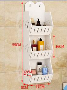 1 pezzo Mensola da parete per il bagno senza foratura per gel doccia e cosmetici, organizer a due ripiani con ganci, accessori per il bagno - Multicolore - Visualizzare 11