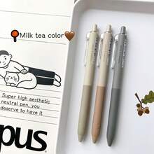 6pcs Morandi Color Neutral Pens + 5pcs Refill Ink Cartridges, 0.5mm Black Ink, Matte Finish, Retractable, Comfortable Grip, Quick Drying, Smooth Writing - 6 Ballpoint Pens + 5 Refills - View 4