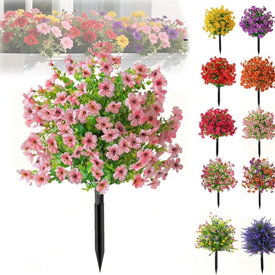 1 Piece, Artificial Purple Violet Flower With Floor Nails, UV-Resistant And Garden Decoration, Low-Maintenance All-Season Artificial Plant, Flower Prop, Wedding Decoration, Christmas Decoration, Outdoor Decoration, Artificial Flower - 粉色 - 查看 1