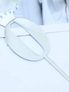 1入組數字設計蛋糕裝飾 - 銀色 - 查看 3