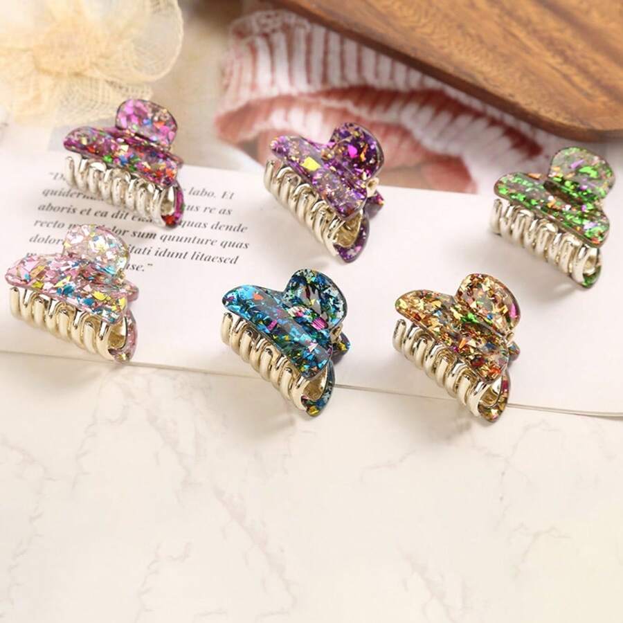 1pc Y2K Glittery Mini Hair Claw Clip, Euro-Instagrammable Shiny Accessory With Colorful Sequins For Daily, Party & Casual Looks, Secure Grip  Design, Ideal Gift For Women/Girlfriends/Besties On  US - 2 - Xem 1