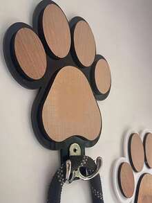 豪华木质双头狗绳挂钩 | 爪印绳架，实木贴面，非常适合走廊或杂物间，手工制作毛巾和衣物挂钩，也适用于卧室和浴室装饰