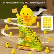 儿童小鸭滑梯轨道灯光音乐自动爬楼梯电动声光玩具男孩女孩可爱造型适合3岁以上生日礼物 - 多色 - 查看 9