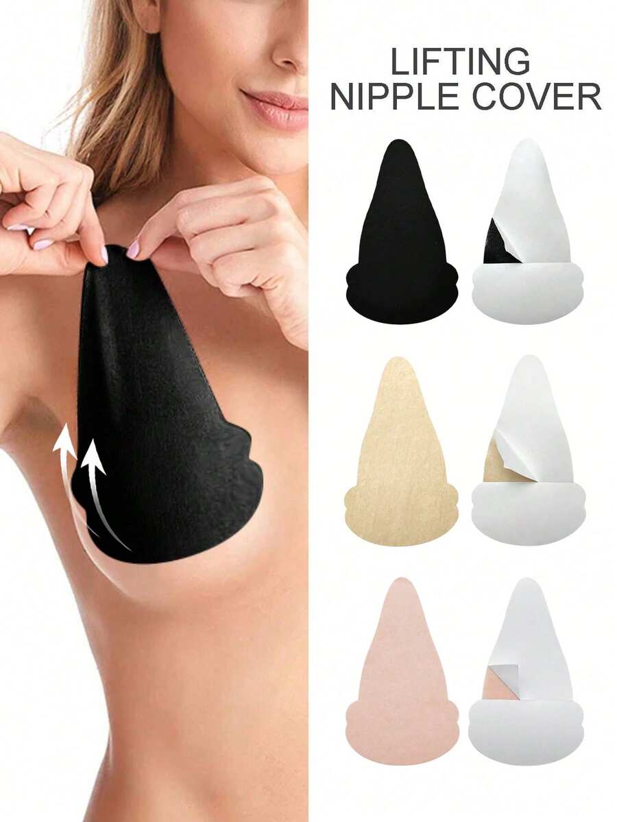 10pcs Disposable Non-Woven Breast Petals, Black Gourd Shaped Non-Woven Bust Pads | Strapless, Self-Adhesive, Skin-Friendly, Invisible, Comfortable, Anti-Sagging, Anti-Bulge