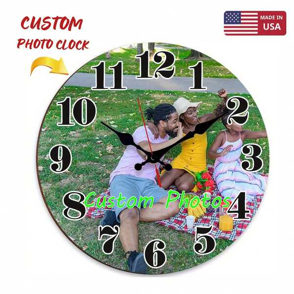 1pc Customizable Wooden Wall Clock - Personalized Photo Design, Silent Round Clock For Home Decor, Battery Operated (AA Battery Not Included), Perfect For Family Rooms, Parties, And Gifts, Customizable Wall Clock | Bold Numbers Display | Durable Construction, Clock Wall Decor, Easy To Assemble, Perfect For Families, Pets And Couples, Ideal Birthday And Anniversary Gifts, Unique Home Decor,For Birthdays, Weddings, Halloween, Christmas, Parties, Father's Day/Mother's Day, Home Decor, Bedroom Aesthetics, Room Flags, Room Decor For Weddings, Christmas, Inauguration Ceremony, Tea Room, Bedroom, Living Room,Room Flag, Personalized Photo Wall Clock Art, Seasonal Selection,  Home Refresh Decor