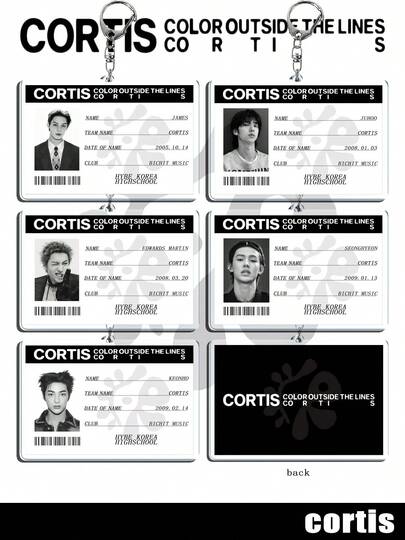 Cor/Rtis 双面高清照片卡 + 证件照 + 亚克力钥匙扣套装 - 包包挂饰，粉丝完美礼物/Cor/Tis 亚克力钥匙扣 - 双面高清设计，包包挂饰，装饰收藏品及粉丝礼物