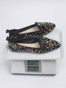 大码 35-45 女式尖头平底鞋,新款秋季户外日常休闲乐福鞋,时尚软底工作驾驶莫卡辛鞋,百搭平底鞋,可搭配连衣裙 - 紫彩虹色亮片 - 查看 9