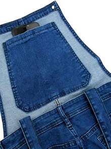 Stylish Men's Overalls,  Denim Overalls, Distressed Cargo Trousers, Hand-Distressed Details, Versatile For All Seasons, Mid-Rise Design, Suitable As A Gift For Thanksgiving/Halloween/Christmas. - Màu xanh đậm - Xem 2