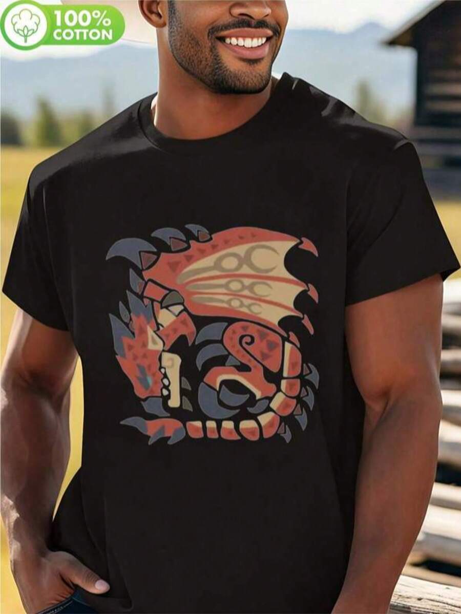 Men's Graphic T-Shirt, Black Casual Crew Neck Tee, 100% Cotton, Men'S & Women'S H Azbin Hotel Pride Flags Graphic T-Shirt - Casual Streetwear With Bold Red & Black Gaming Design, Round Neck Regular Fit Unisex Tee For Casual Attire & Video Game Events, All-Season Comfort, Vibrant Heart-Shaped Print With Colorful Game Characters, Soft Breathable Fabric For Men And Women, Stylish Casual Wear With Unique Pride Flags Group Design, Men Graphic Tee, Funny Tshirt Men, Men Graphic T Shirt, Graphic T Shirt Men, Men' T Shirt, Graphic Tee Men, T Shirt For Perfect Gift For Dad Or Friends, Sizes S-XXXL Christmass Gift - 黑色2 - 查看 1