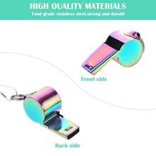 1个专业不锈钢哨子，带挂绳，超响亮运动哨，适用于教练、裁判、救生员、官员和团队，户外使用 - 彩色 - 查看 5