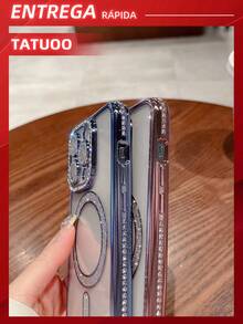 Luxury Rhinestone Decor Magnetic Phone Case, Supports Wireless Charging, Compatible With Apple And Galaxy Series Phones - Màu xanh lam - Xem 6