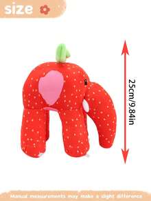 25厘米/9.84英寸 偷走大脑草莓象毛绒玩具 可爱草莓象毛绒动物装饰创意礼物 儿童生日派对家居女孩房间装饰游戏收藏品 - 紅色 - 查看 8