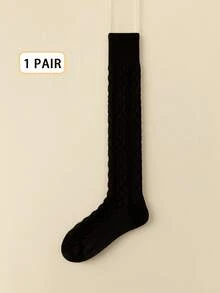1双女士过膝袜，秋冬季修身纯色罗纹针织大腿袜，适合搭配连衣裙，舒适保暖。 - 彩色 - 查看 21