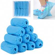 100只/包 一次性防水防滑耐用无纺布鞋套，适用于建筑工地、工作场所、室内地毯和地板保护，均码，蓝色 - 彩色 - 查看 14