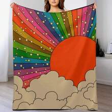 Rainbow 70s Sun Throw Blanket Wednesday Comforter Blankets For  Sofa Bed Blankets - màu đen - Xem 1