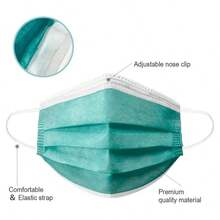 Disposable Face 4 - Ply Adult, Soft Face Masks, Breathable Safety - Verde + 1 Count (Paquete de 50) - Ver 7