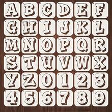 36pcs Graffiti Letter & Number Reusable Stencil Templates, 3.94x3.94 Inches, For Wall Painting, Furniture, Tiles, Fabrics, Doors And Windows - 36pcs - View 8