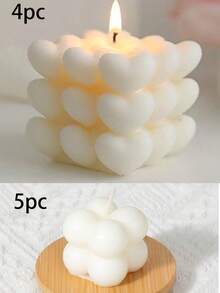 1pc/9pcs Handmade Cubic Heart-Shaped Scented Candle, Romantic & Unique Gift For Him, Father's Day, Christmas, Valentine's Day, Anniversary, Birthday, Lavender Fragrance Soy Wax Candle, Valentine's Day Gift - Multicolor - View 12