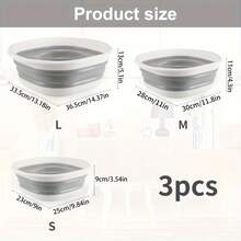 1/3 حوض غسيل قابل للطي، سلة غسيل، حوض بلاستيكي، حاوية تخزين موفرة للمساحة، ضروريات المنزل والسفر والتخييم، حوض للأطباق والغسيل - متعدد الألوان 3 قطع - مشاهدة 6