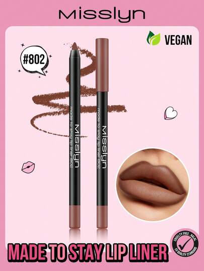 Misslyn Long-Lasting High-Pigment Lip Liner Pencil, Creamy Gel Texture, Smooth Application, Natural Makeup Effect, Can Be Sharpened With Pencil Sharpener, High Color Payoff, Creates Natural Lip Look, Long-Lasting Matte Finish Lip Liner Pencil